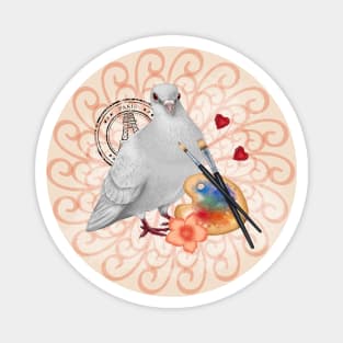 White Dove with Painting Palette Magnet